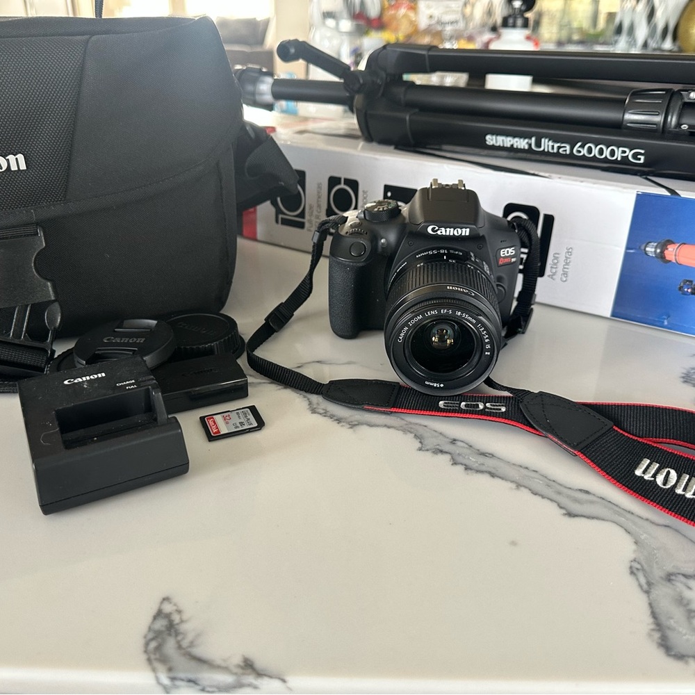 Canon EOS Rebel T6 DSLR 18MP Camera Bundle, 18-55mm II Charger, Case and Tripod